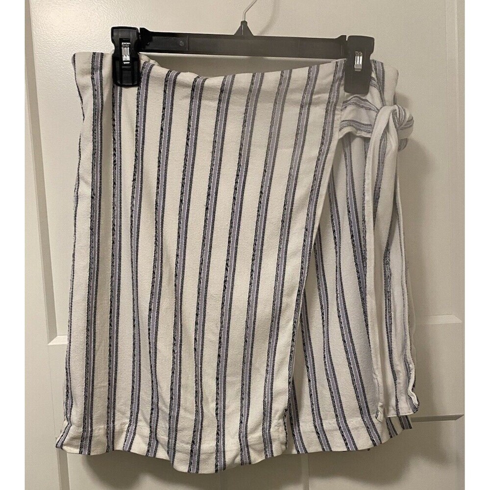 Club Monaco Size 10 Stretch Waist Linen Blend Side Tie Side Zip Skirt‎